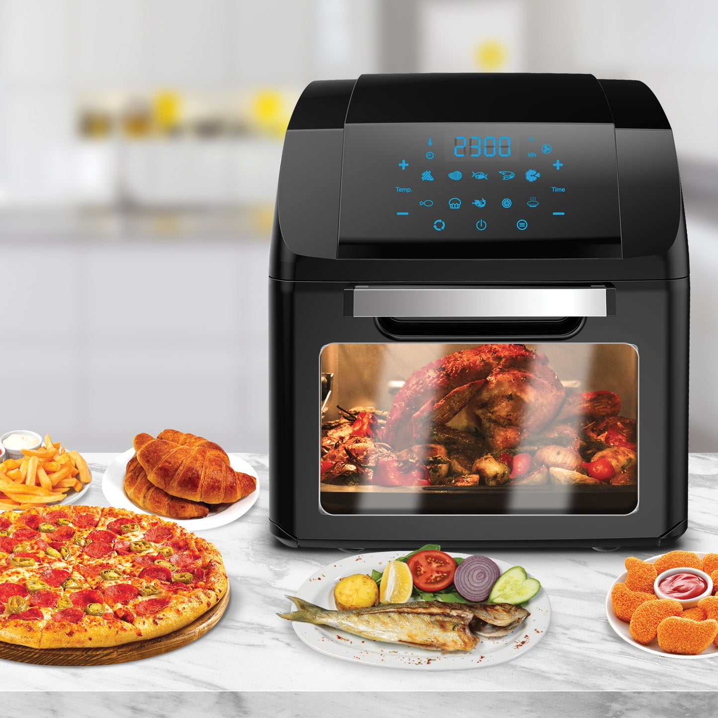 TurboTronic AF2 XL Airfryer - 9-in-1 varm luft fritös - 12L - Svart