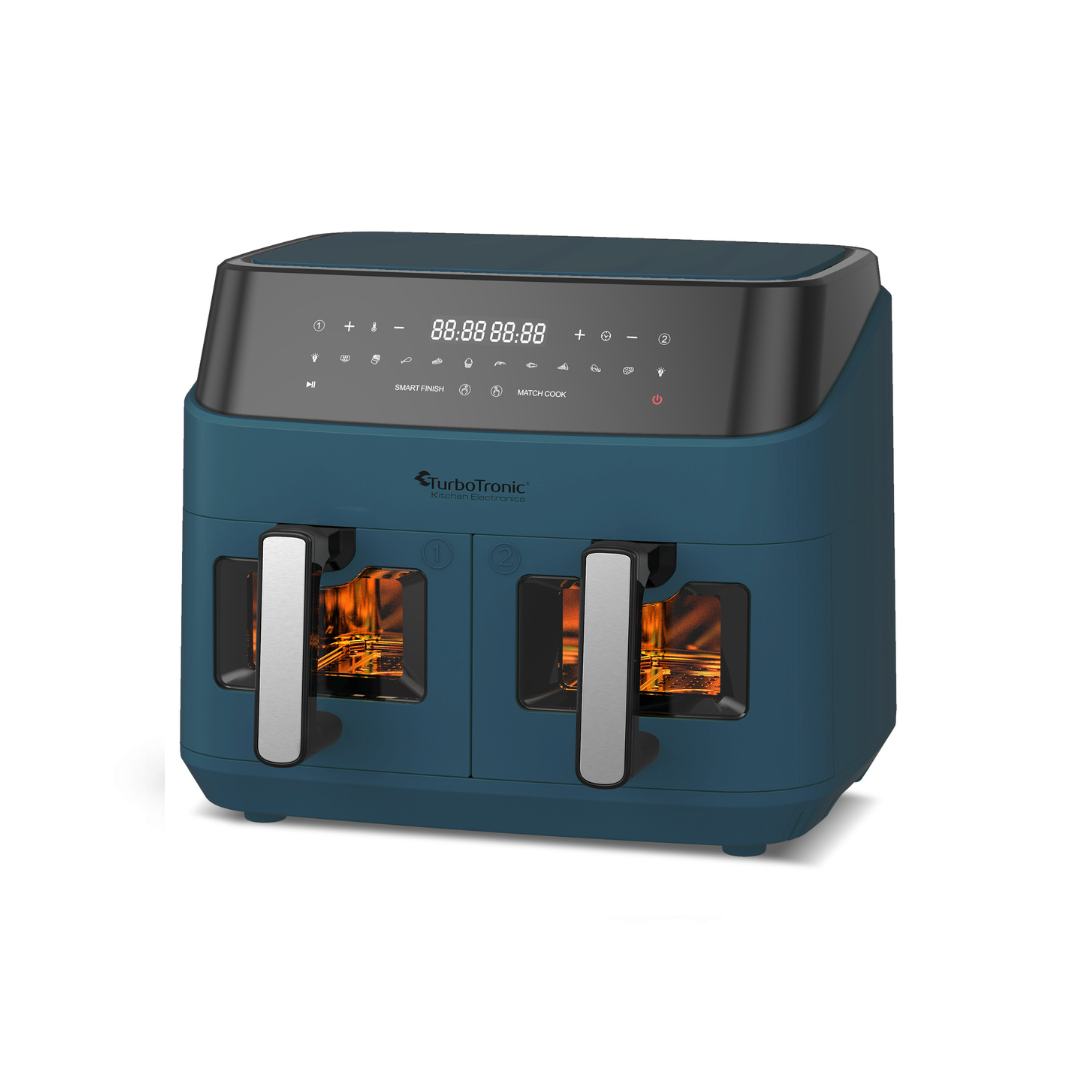 TurboTronic DAF6W Double Airfryer XXL med fönster - 9 Liters - Blå