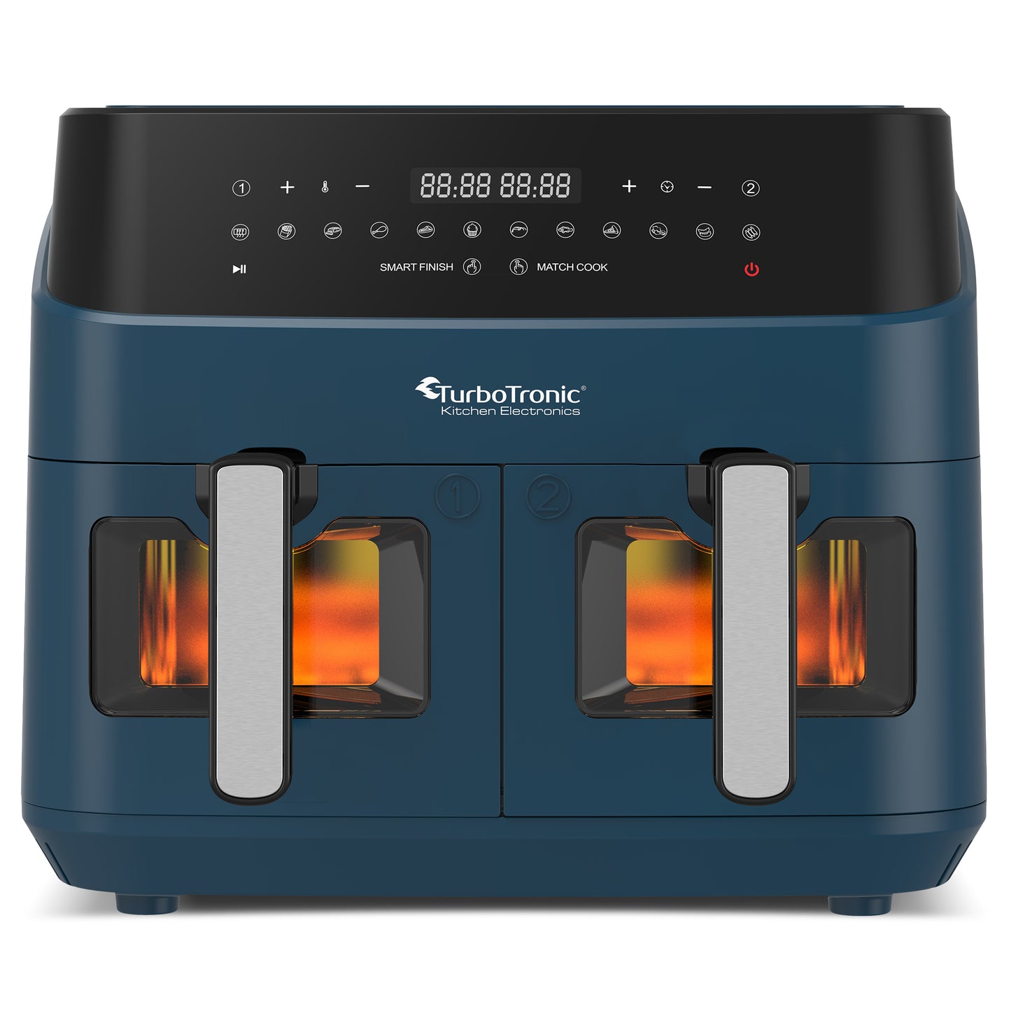 TurboTronic DAF6W Double Airfryer XXL med fönster - 9 Liters - Blå