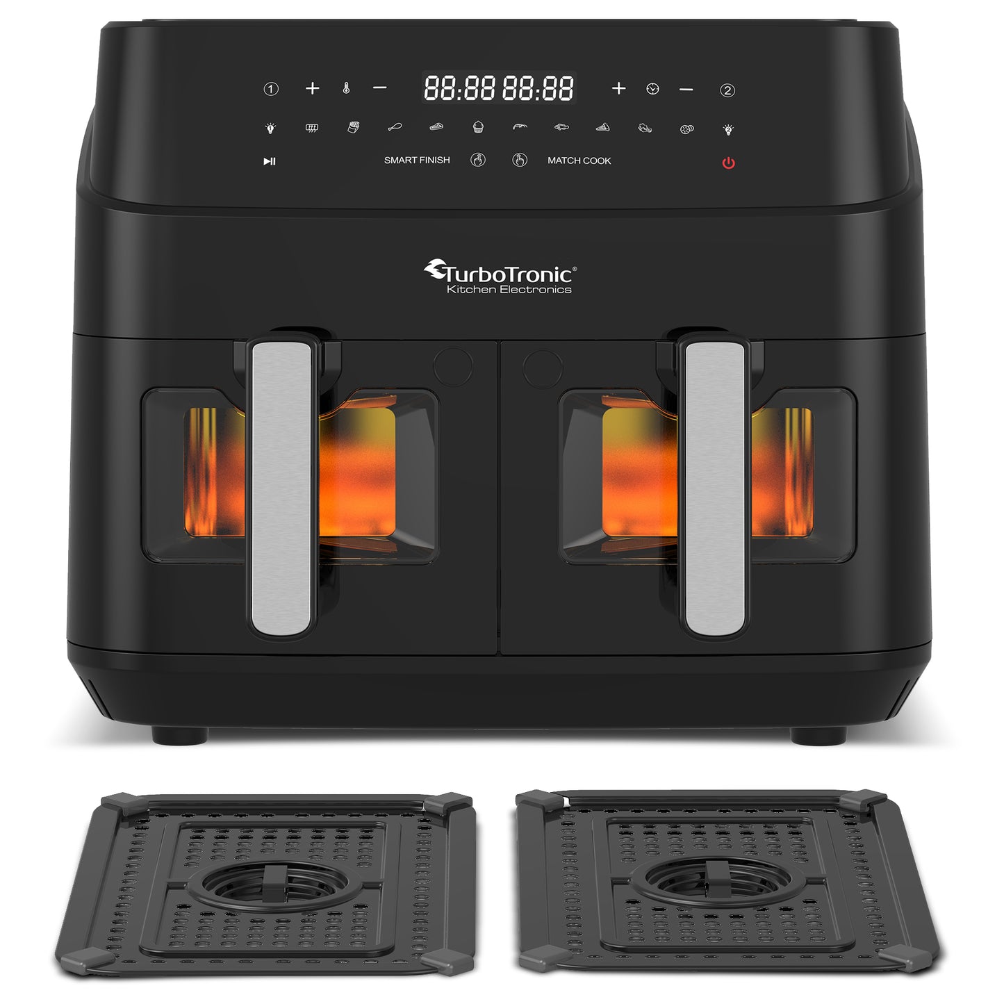 TurboTronic DAF6W Double Airfryer XXL med fönster - 9 Liters - Svart