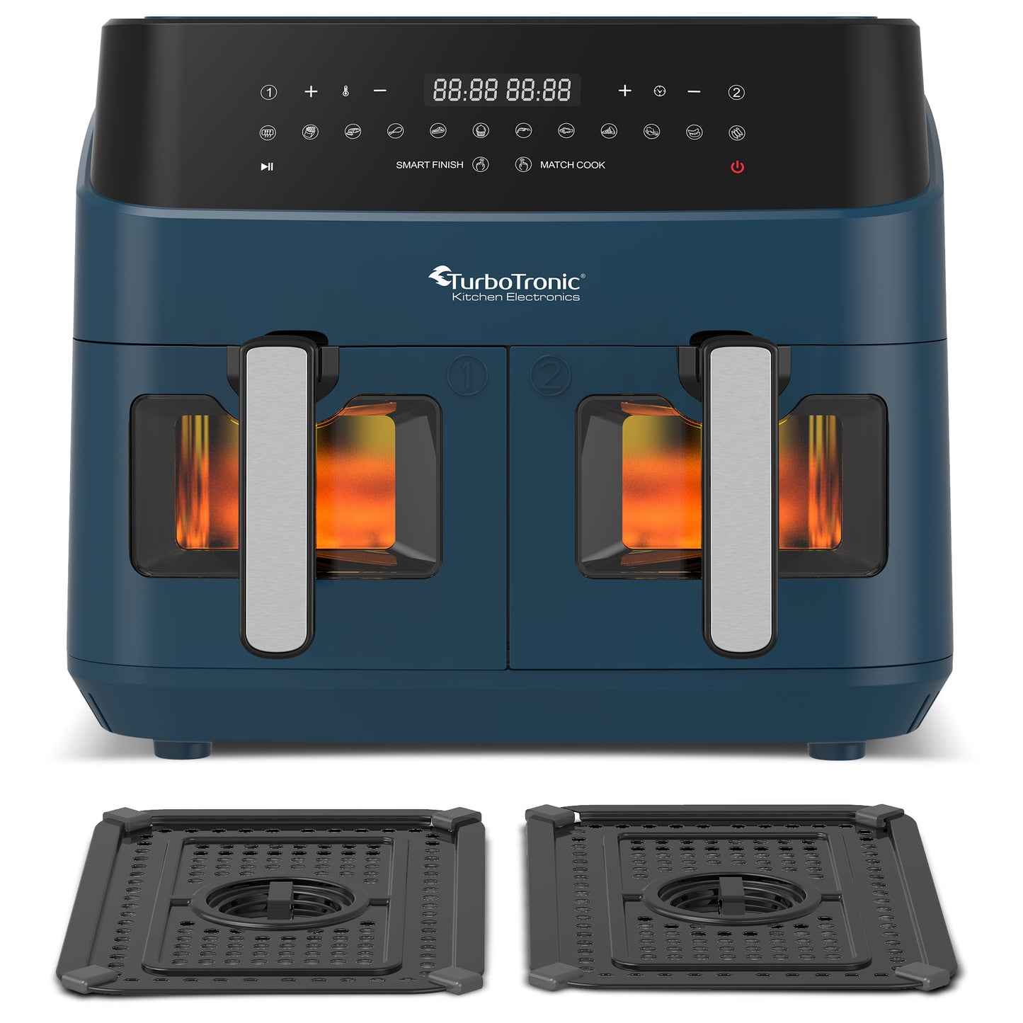 TurboTronic DAF6W Double Airfryer XXL med fönster - 9 Liters - Blå