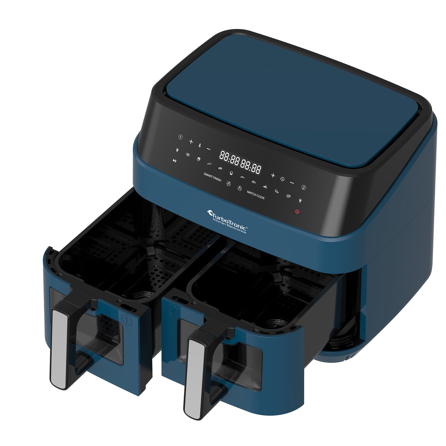 TurboTronic DAF6W Double Airfryer XXL med fönster - 9 Liters - Blå