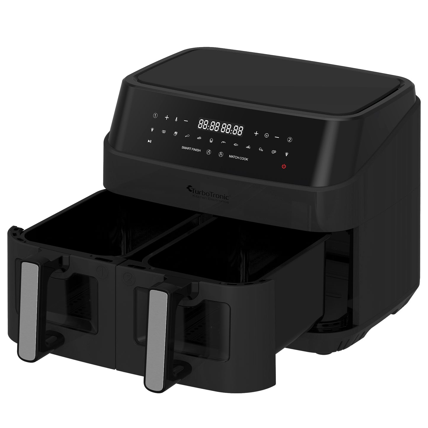 TurboTronic DAF6W Double Airfryer XXL med fönster - 9 Liters - Svart