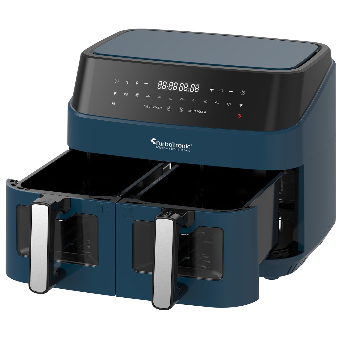 TurboTronic DAF6W Double Airfryer XXL med fönster - 9 Liters - Blå
