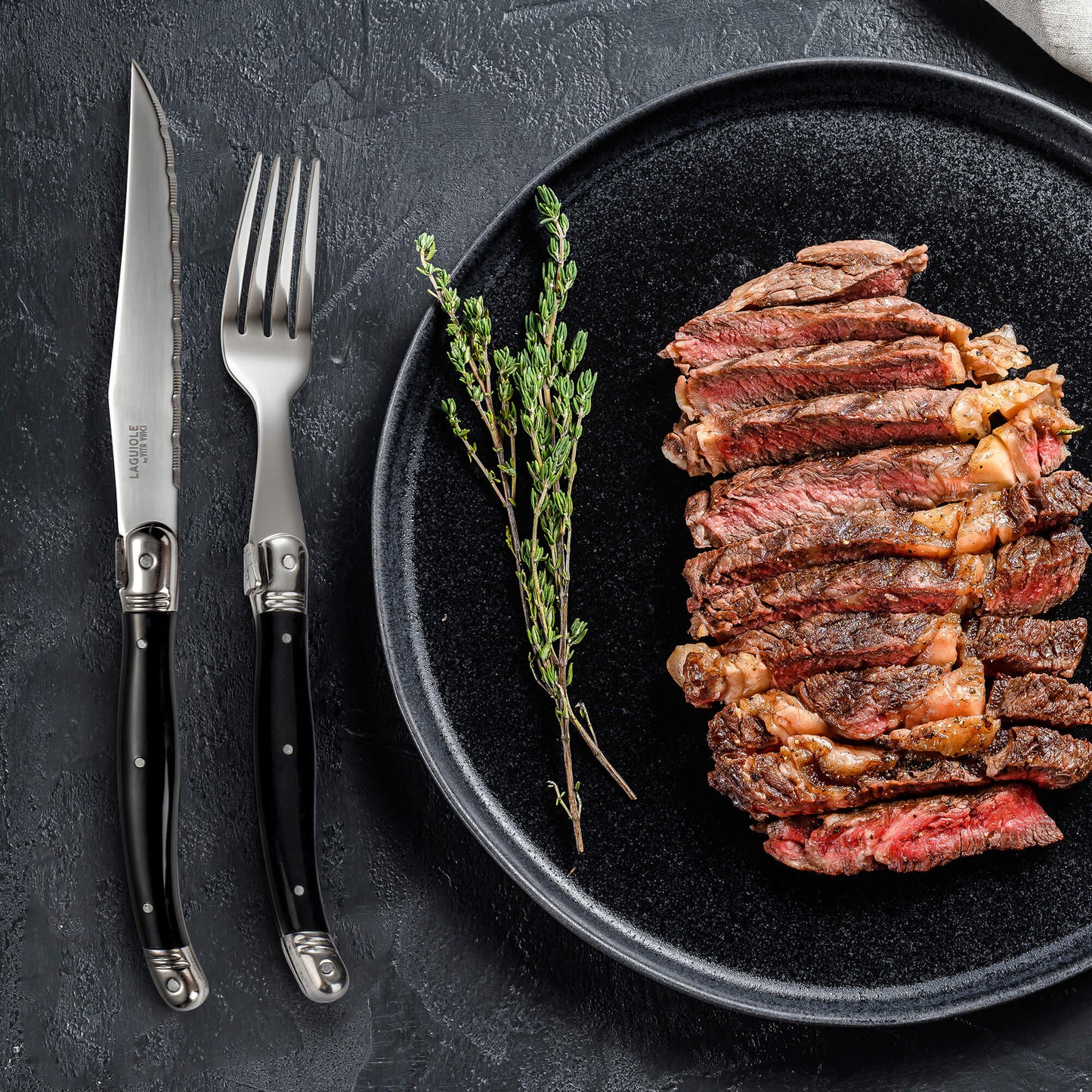 Stekgafflar - Laguiole Vita Vinci - Avanza - Svart