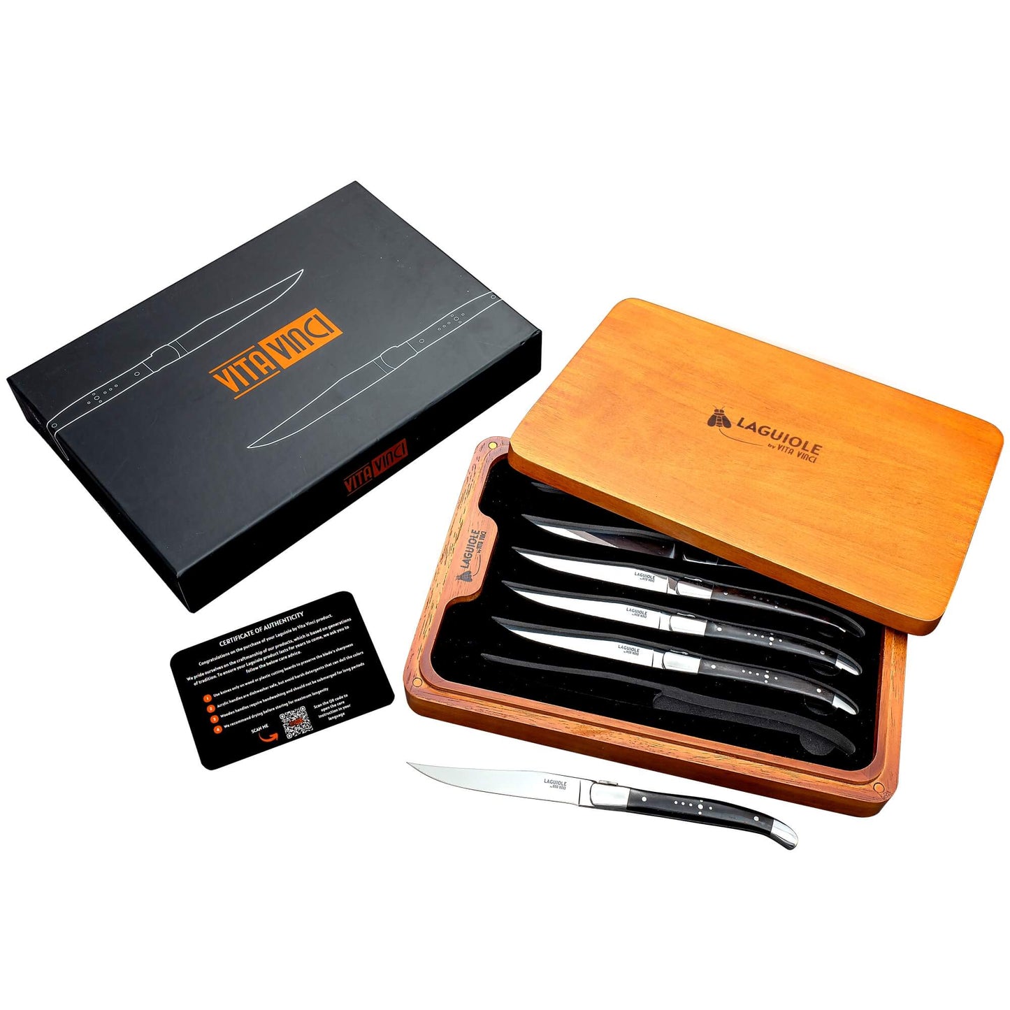 Steakkniv - Laguiole Vita Vinci - Prestigio - Ebenholts.