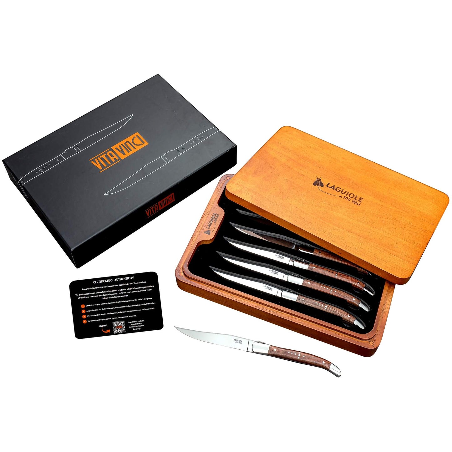 Steakkniv - Laguiole Vita Vinci - Prestigio - Rosenträ.