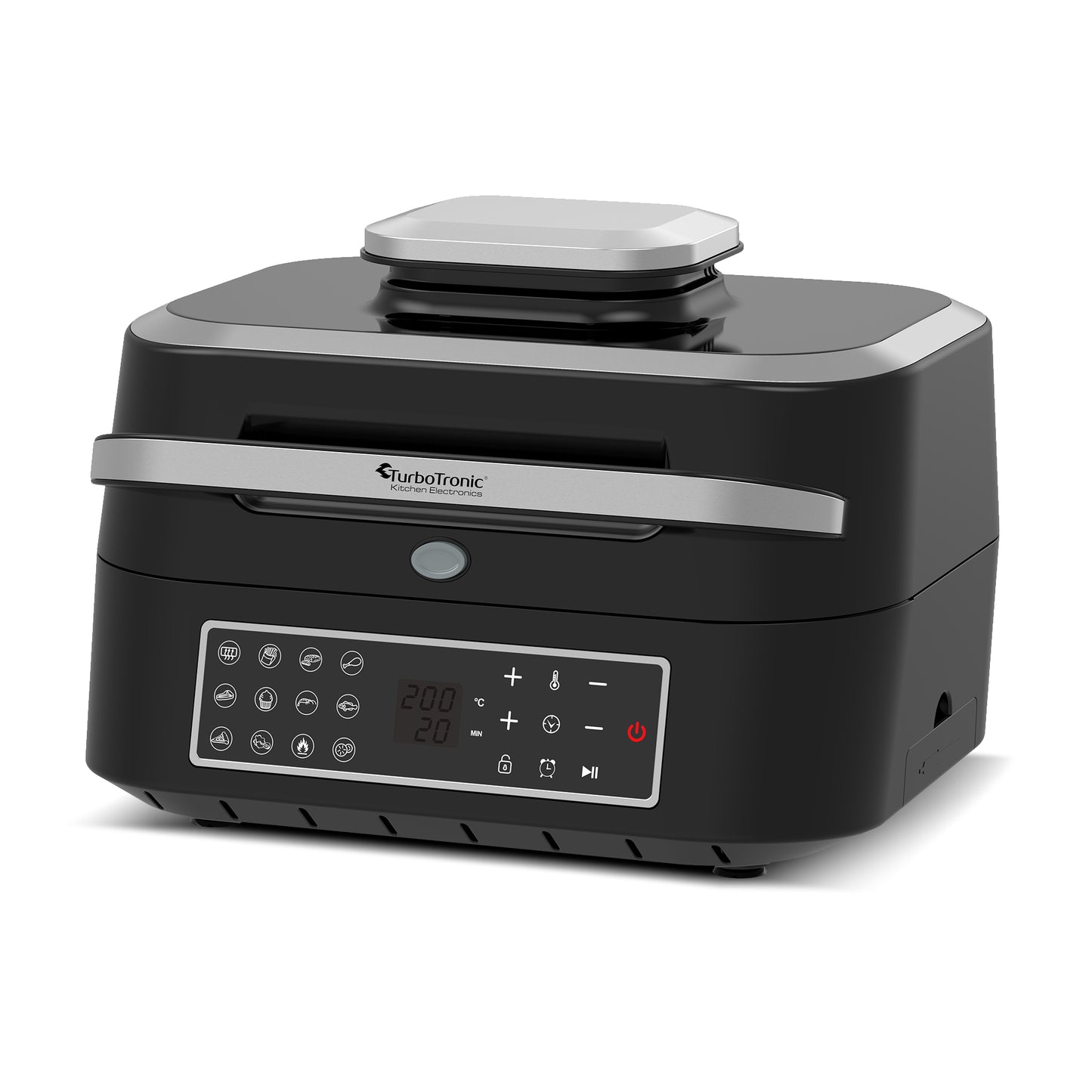 TurboTronic AG700 2-in-1 Airfryer och Grill med smart termometerer - 6.5L - Svart/Silver