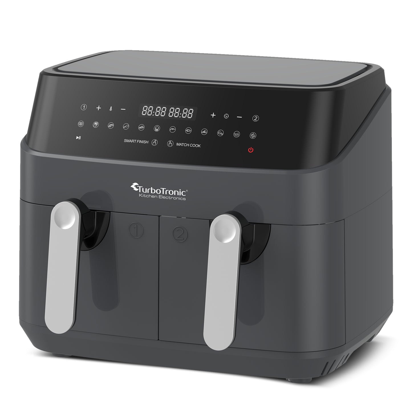 TurboTronic DAF5 Double Airfryer XXL - Varmluftsfrityr - 9 Liter - Grå