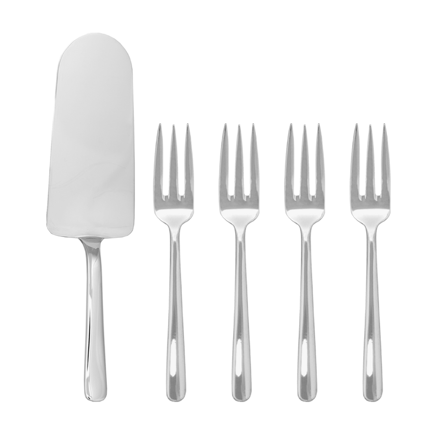 Kay Bojesen tårtset, 5 delar, polerat stål, Grand Prix