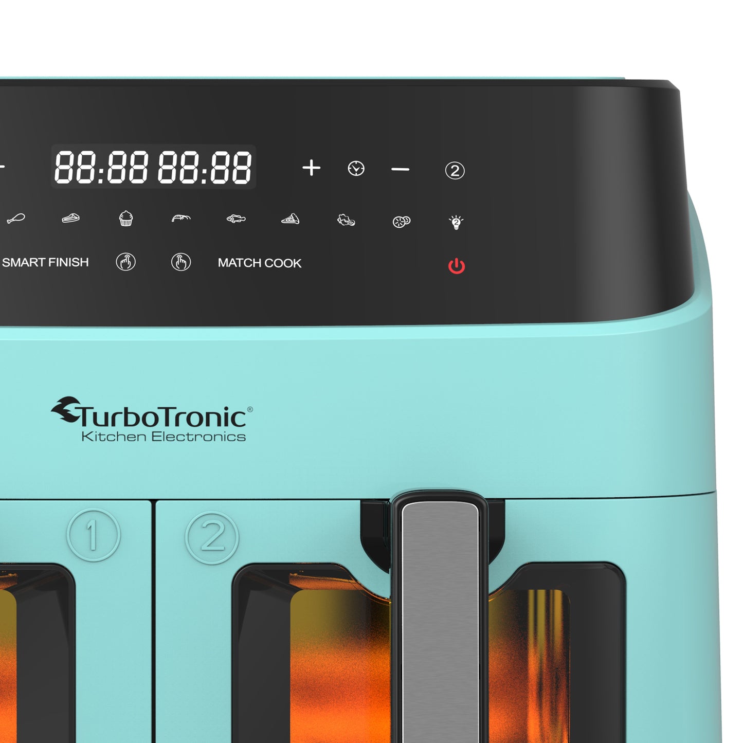 TurboTronic DAF6W Double Airfryer XXL med fönster - 9 Liters - Turkos