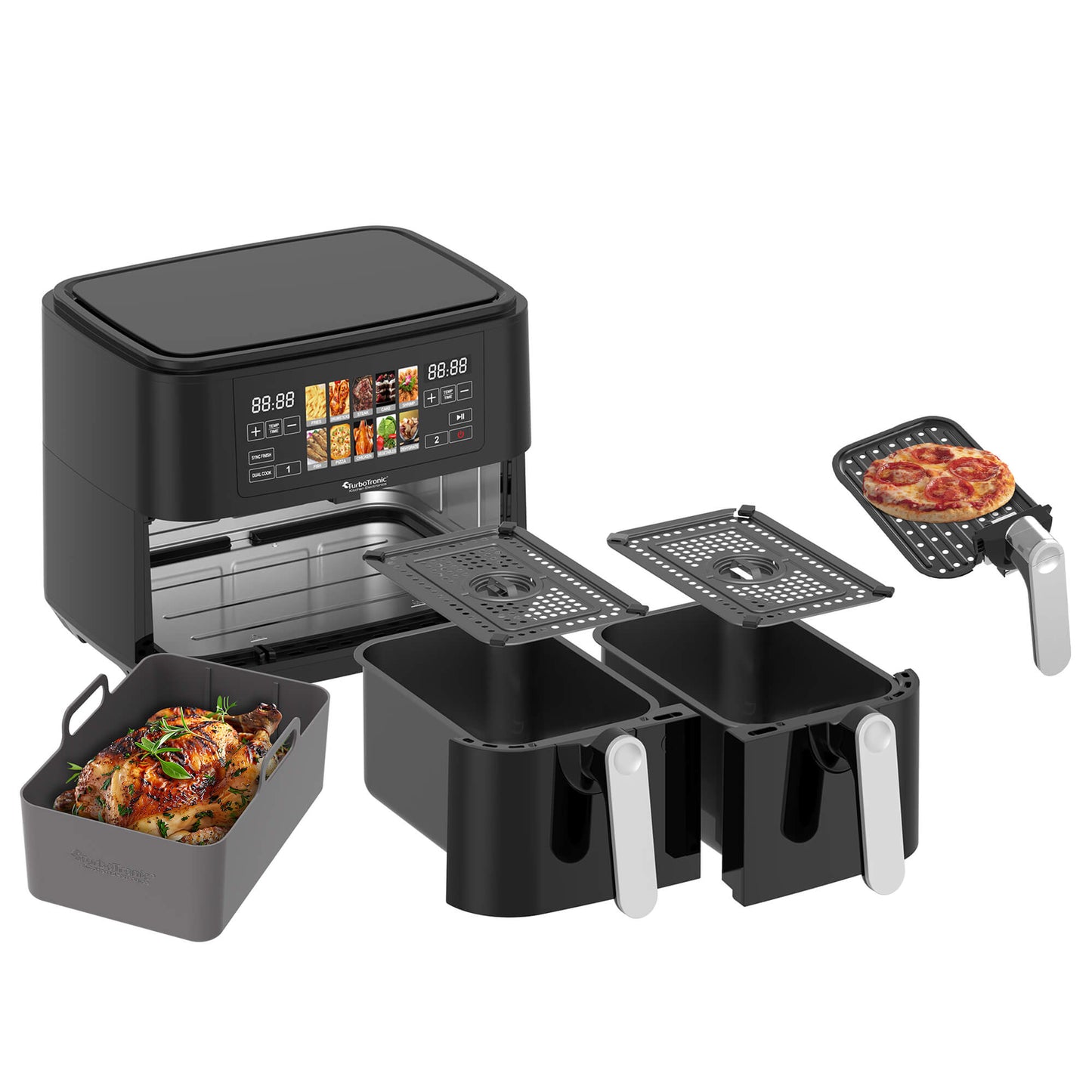 Airfryer - Turbotronic - DAF8 Dubbellåda - Svart