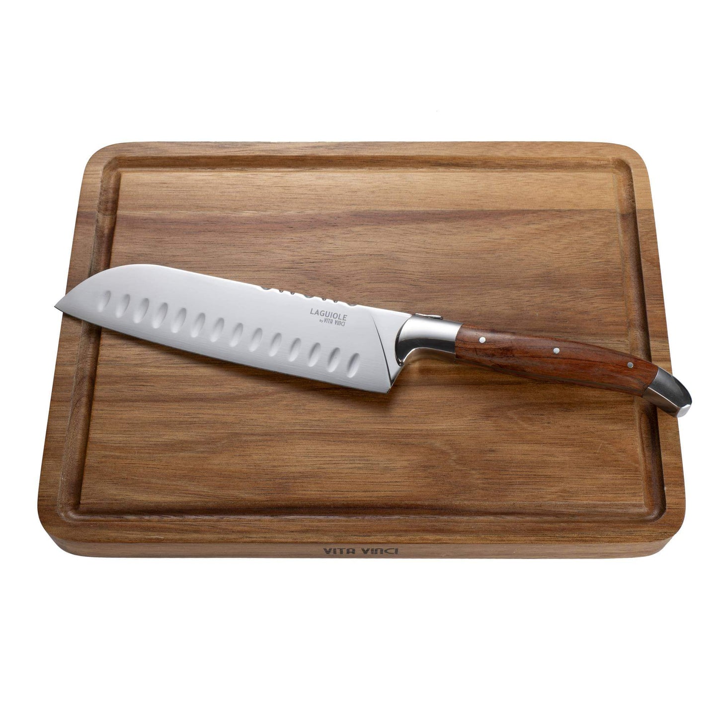 Santoku Kniv med Skärbräda i Akacieträ - Laguiole Vita Vinci - Prestigio