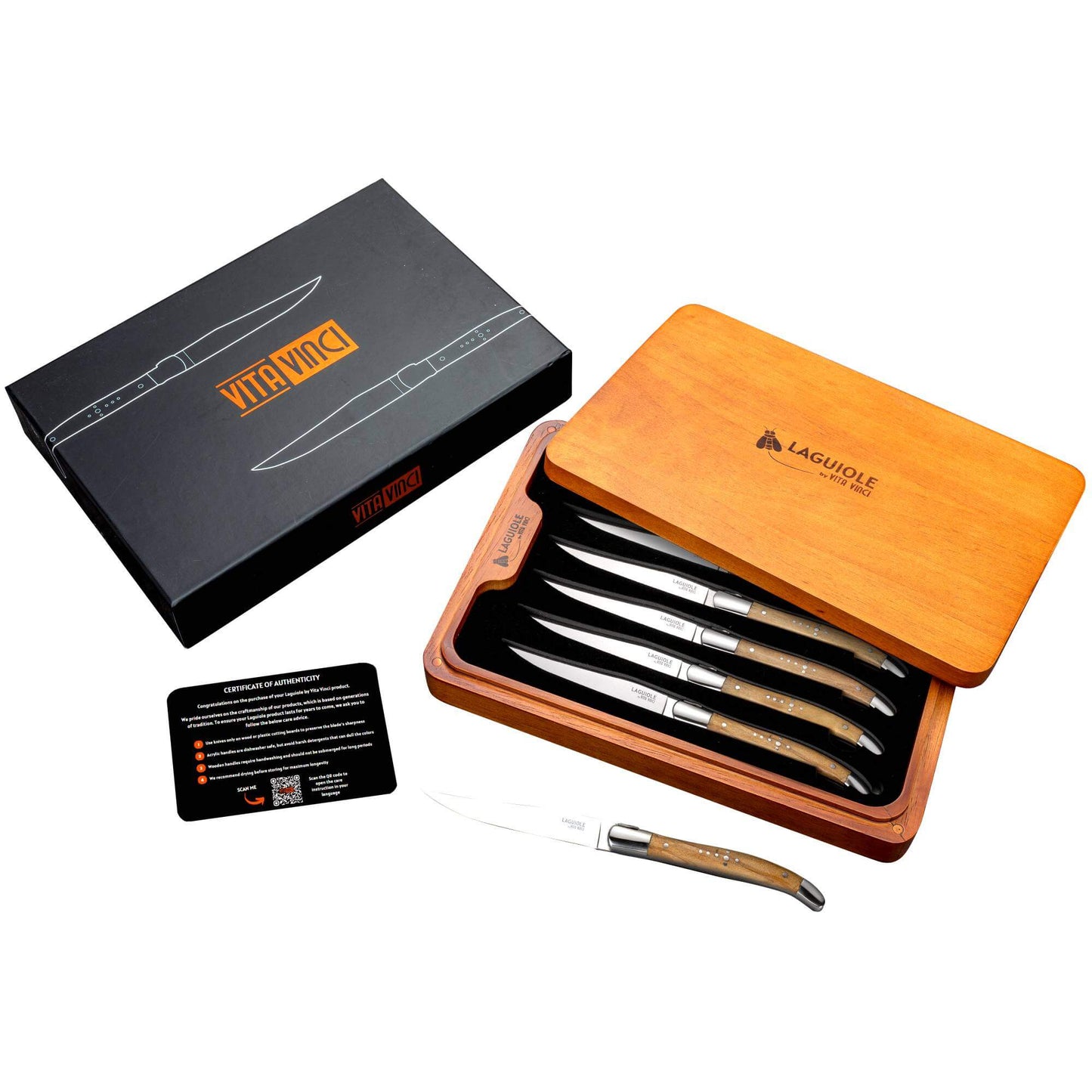 Steakkniv - Laguiole Vita Vinci - Prestigio - Olivträ