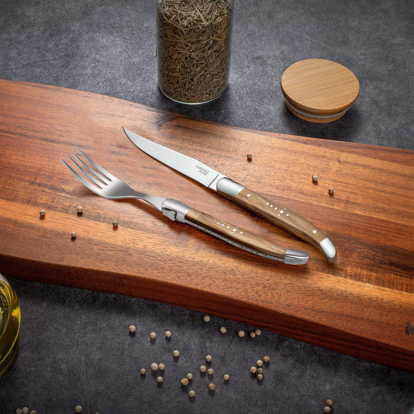 Steakkniv - Laguiole Vita Vinci - Prestigio - Olivträ