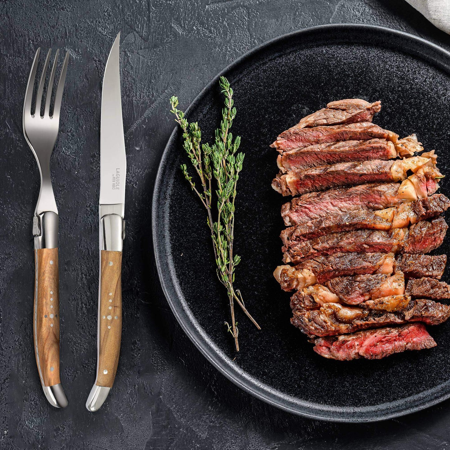 Steakkniv - Laguiole Vita Vinci - Prestigio - Olivträ