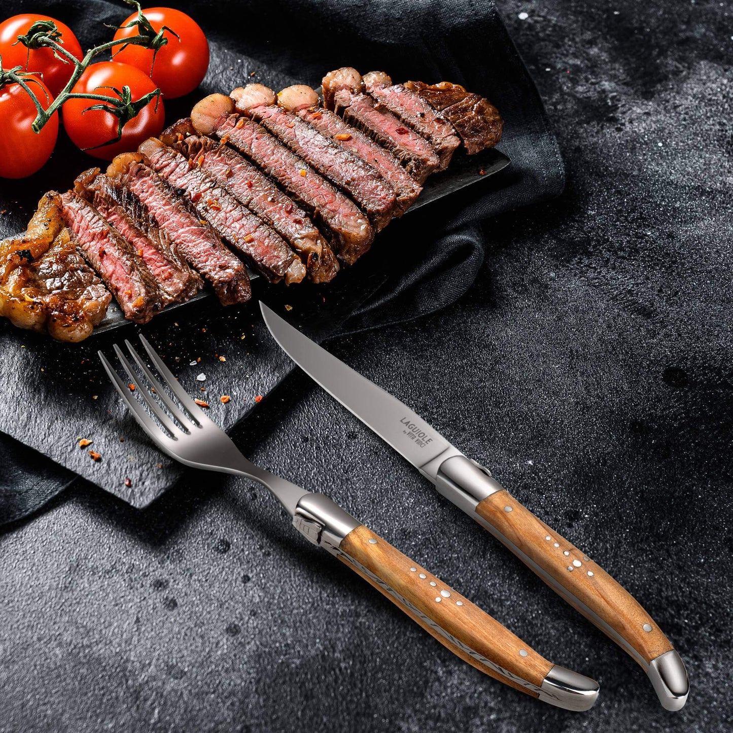 Steakkniv - Laguiole Vita Vinci - Prestigio - Olivträ