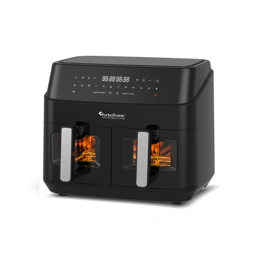 TurboTronic DAF6W Double Airfryer XXL med fönster - 9 Liters - Svart