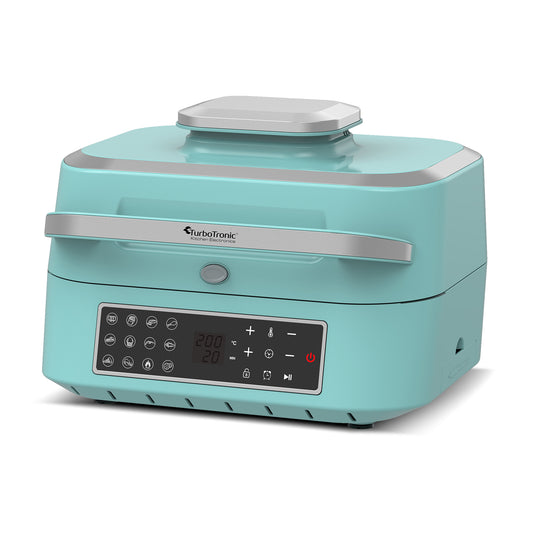 TurboTronic AG700 2-in-1 Airfryer och Grill med smart termometerer - 6.5L - Turkos/Silver