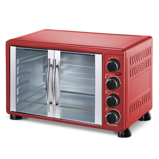 TurboTronic FEO55 Fristående ugn - med franska dörrar - 55L - Röd