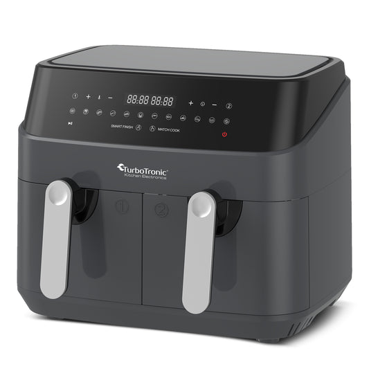 TurboTronic DAF5 Double Airfryer XXL - Varmluftsfrityr - 9 Liter - Grå